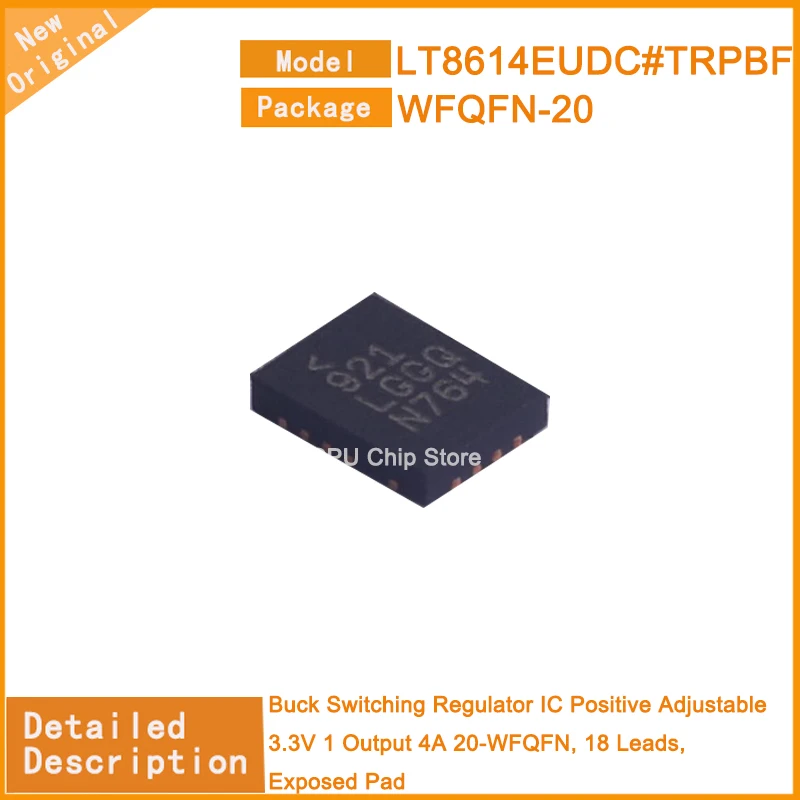 5Pcs/Lot  New Original  LT8614EUDC#TRPBF  LT8614EUDC  Buck Switching Regulator IC Positive Adjustable 3.3V 1 Output 4A 20-WFQFN,