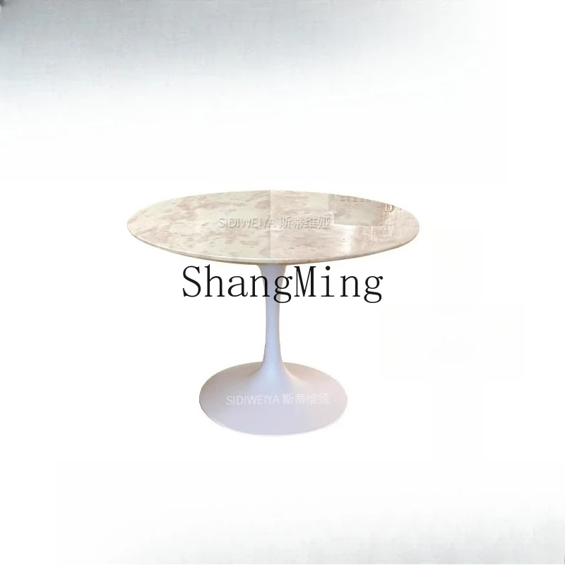 

FG natural luxury stone dining table cream medium antique high-end modern small apartment tulip round table