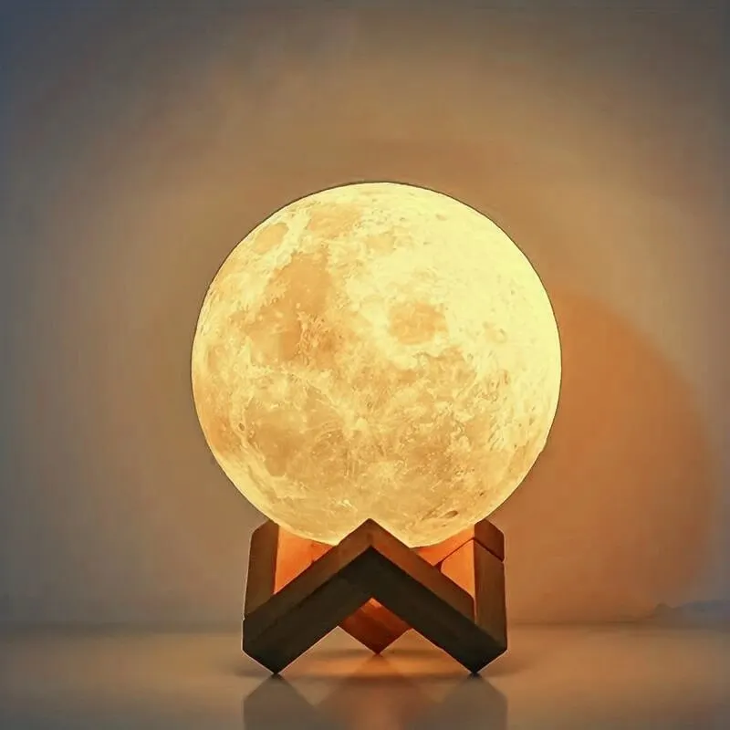 8 cm DIY Planet Lampe Mond Galaxy Nachtlicht Kunst Malerei Graffiti Geburtstagsgeschenk Schlafzimmer Wohnzimmer Dekoration (mit Ständer)