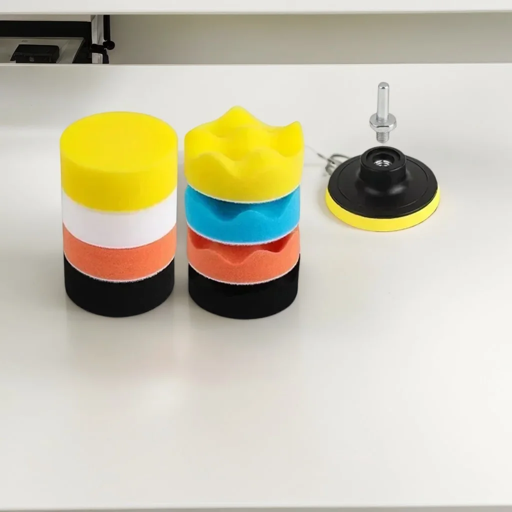 

11Pcs 3-Inch Buffing Pad Kit - Car Foam Drill Sponge Wool Polisher for Sanding Waxing and Sealing Glaze