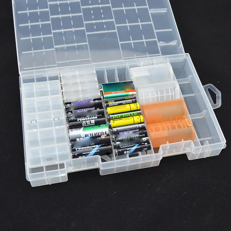 AA 40x AAA Hard Plastic Anti Impact Wear Resistant Storage Box Battery Case Practical Organizer Clear Inner Compartment Holder