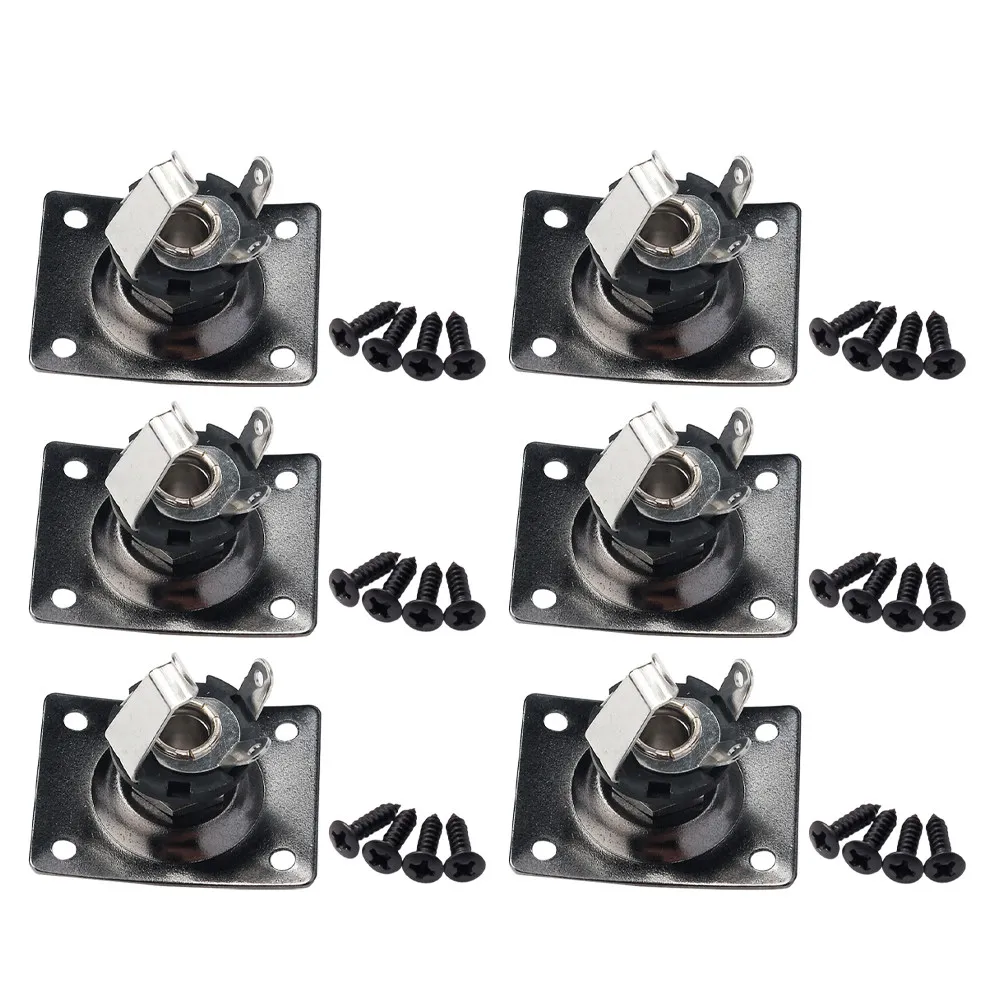 1Set Electric Guitar Output Jack Plate Black Rectangular Metal Input Jack Stable Signal Transmission Bass Guitar Parts