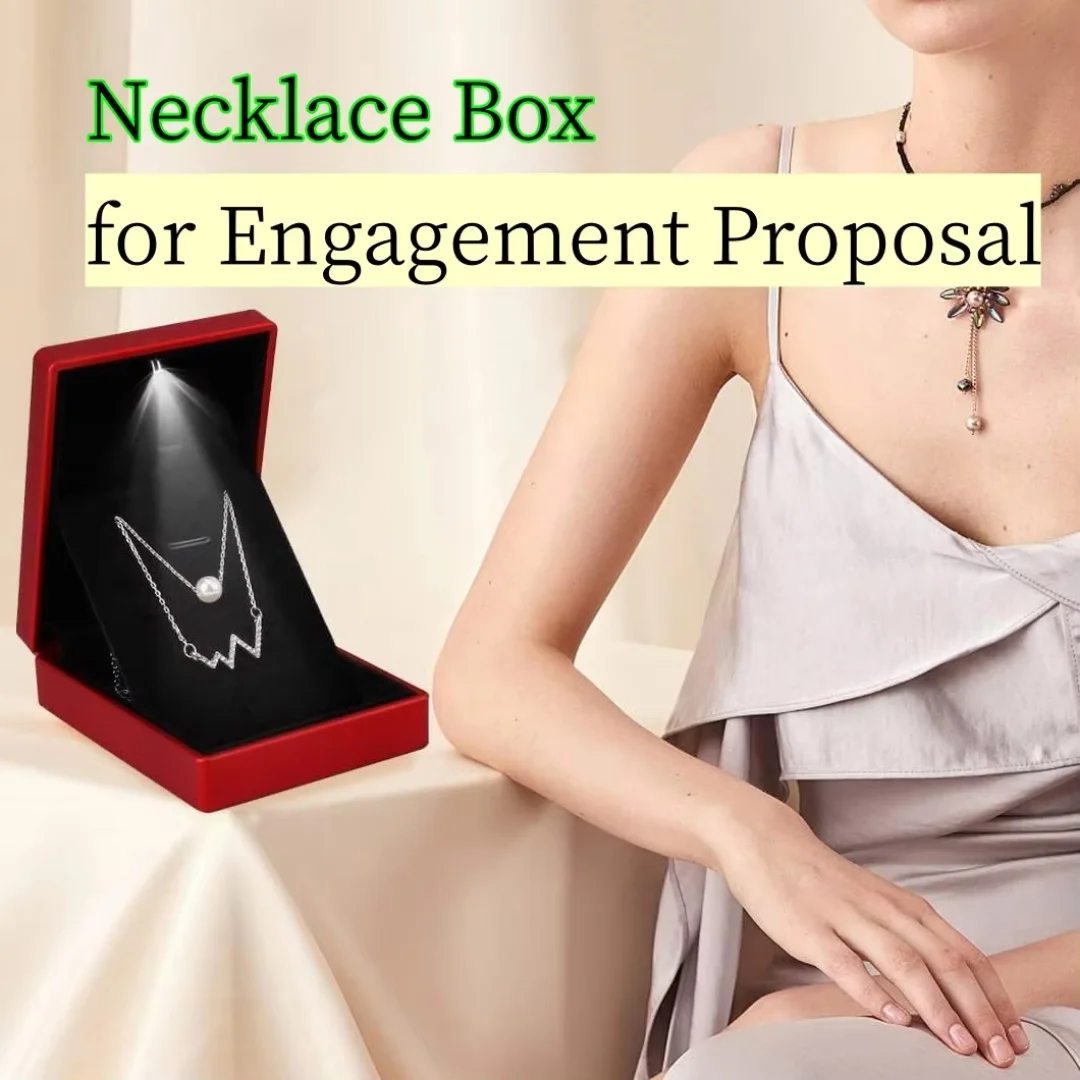 Jewelry Box Square Wedding Ring Case Pendant Box Gift Box With LED Light Valentine's Day Present Engagement Wedding Ring Case