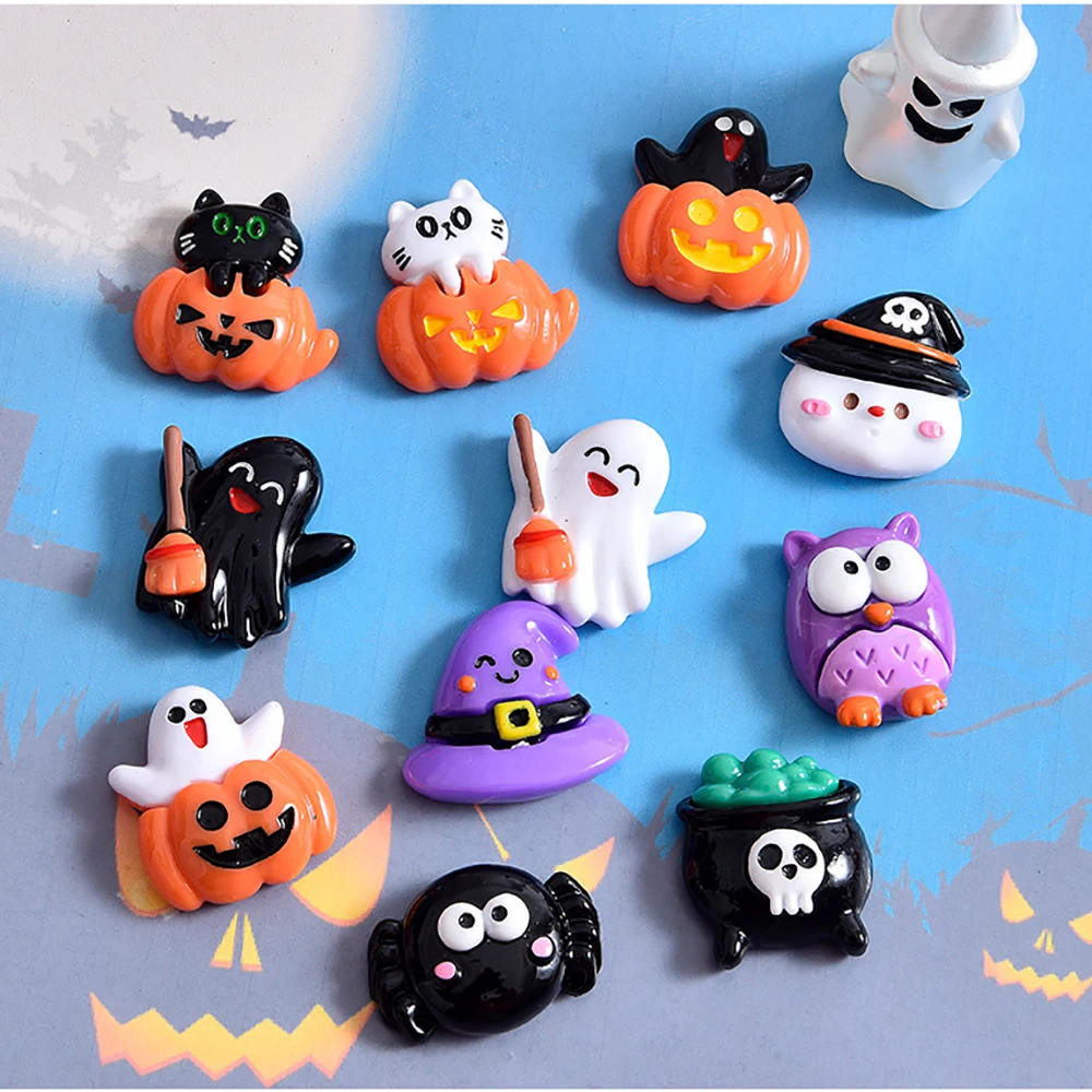 Fashion Cute Cartoon Halloween Pumpkin Head Ghost Series Mini Resin Scrapbook Jewelry Wedding Hairpin Handmade DIY Accessories