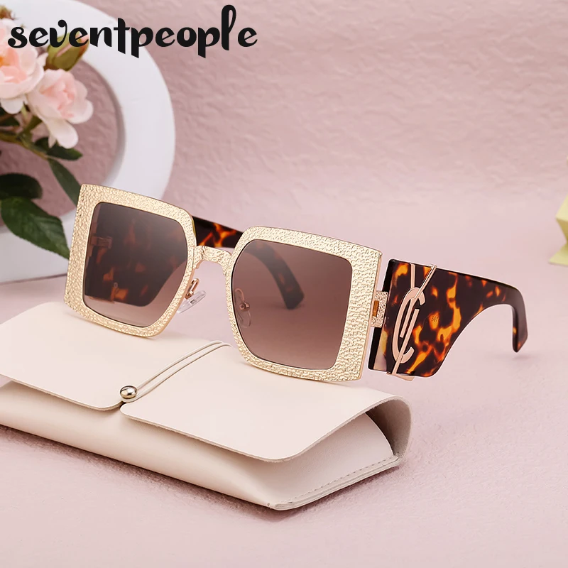 Classic Oversized Square Sunglasses Women Big Frame 2024 Luxury Brand Designer New Vintage Shield Sun Glasses For Ladies Eyewear