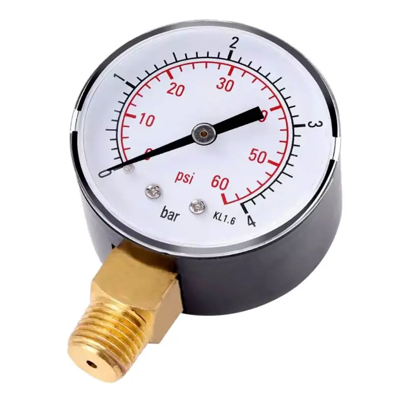 0-4bar/0-60psi Pressure Gauge with Double Scale Durable Air Compressor Hydraulic Pressure Meter Fuel Air Oil High Vacuum