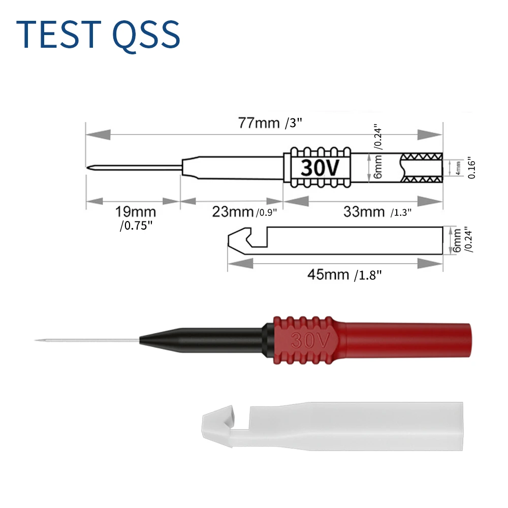 QSS 25個入りマルチメータテストリードキット 4mmバナナプラグ - ワニ口クリップテストリード、テストプローブ、バックプローブキット付き