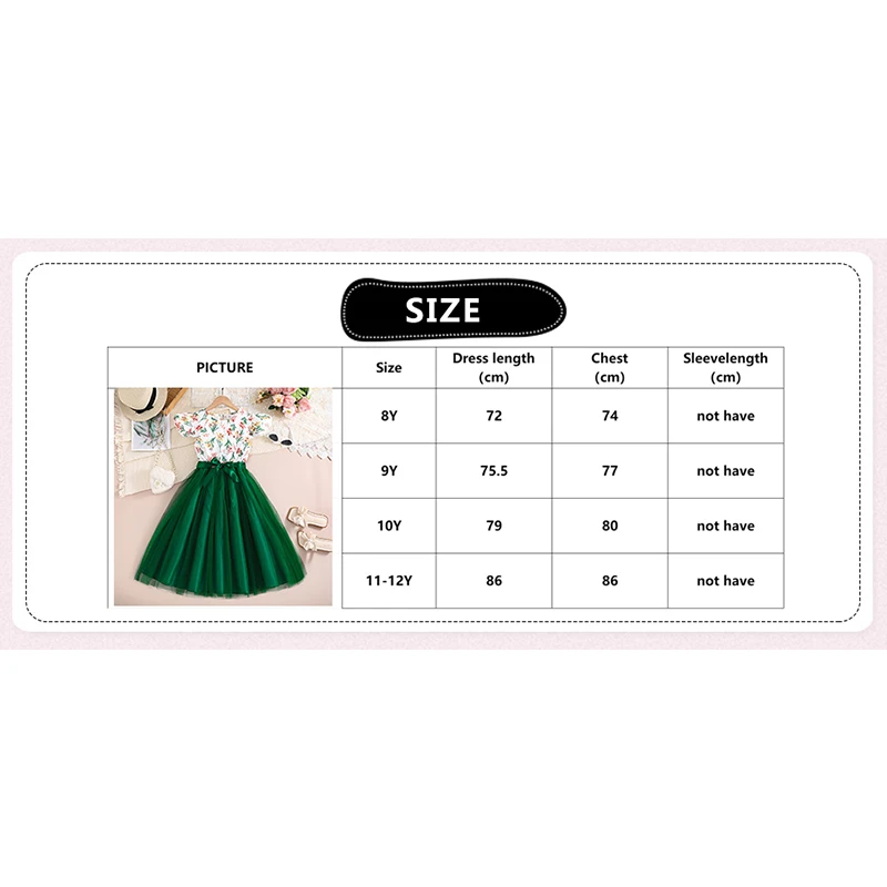 Printed Dress For Girls 8-12 Years Summer White Printed  Green Skirt Korean Fashion Style Kids Sets For Girls