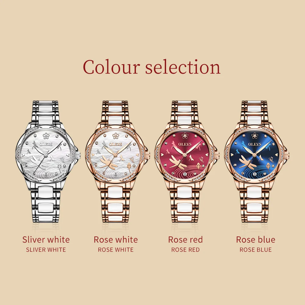OLEVS 6610  Luxury Women's Mechanical Watch  Original Waterproof Luminous Automatic Wristwatch for Lady High Quality