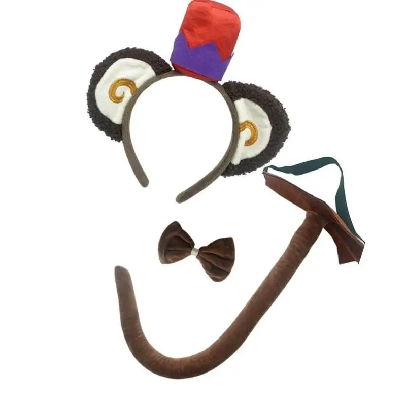 

39BB Monkey Costume Set with Soft Ears Bowtie and Tail for Birthday Halloween Parties and Stage Performances