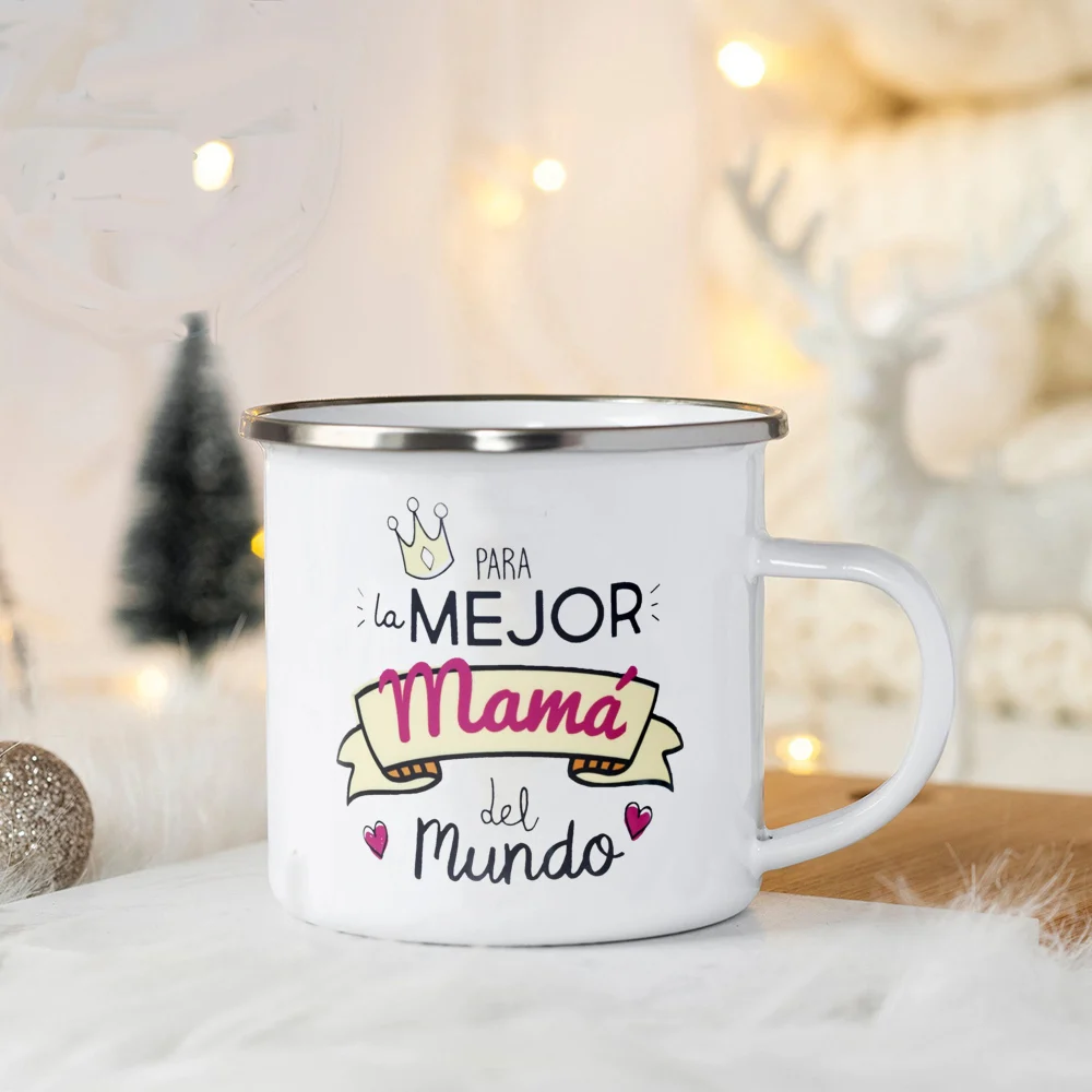 World\'s Best Dad and Mom Print Coffee Mug Unique Fathers Day Gift and Mothers Day Gifts Drink Wine Juice Tea  Enamel Mug Present