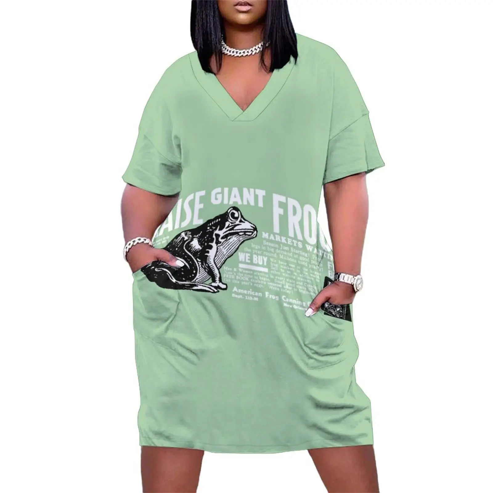 

RAISE GIANT FROGS - ADVERT Loose Pocket Dress dress for women 2025 dress korean style