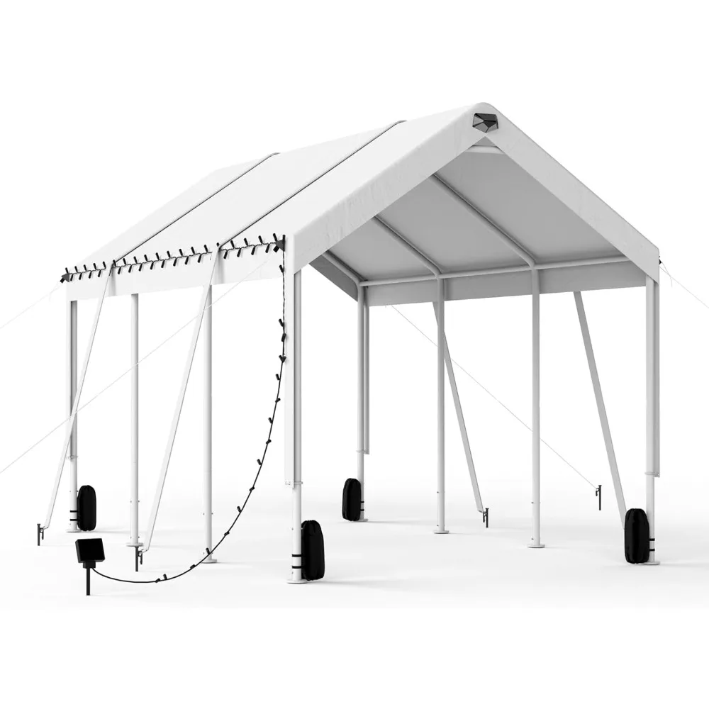 Carport Canopy 10x16 Heavy Duty, Carport Canopy with Adjustable Height, Portable Car Port Garage, Car Shelter All Weather, White