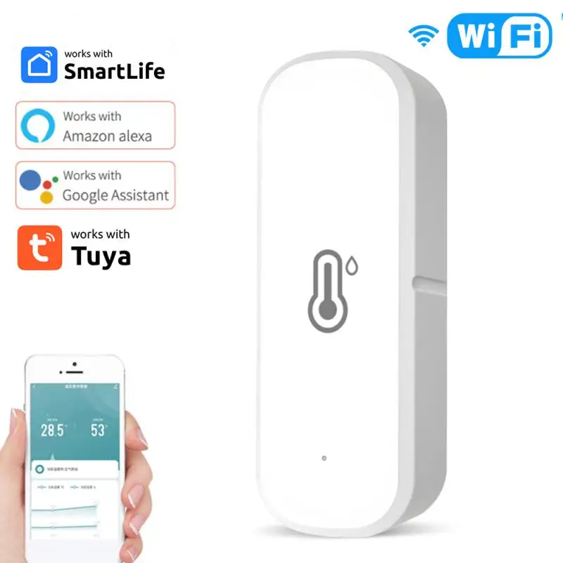 Sensor de temperatura e umidade inteligente Tuya WiFi, Smart Home Assistant, Produção de segurança, Trabalhar com Alexa Home
