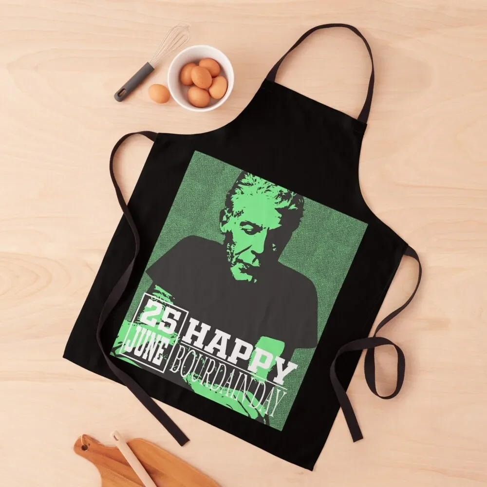 

Bourdain Day tshirt pop art Apron Men's Kitchen custom women's kitchen Apron