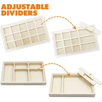 Velvet Jewelry Tray Display Case Portable Holder Earring Necklace Packaging Box Grey Beige Stackable Jewelry Organizer Boxes 6