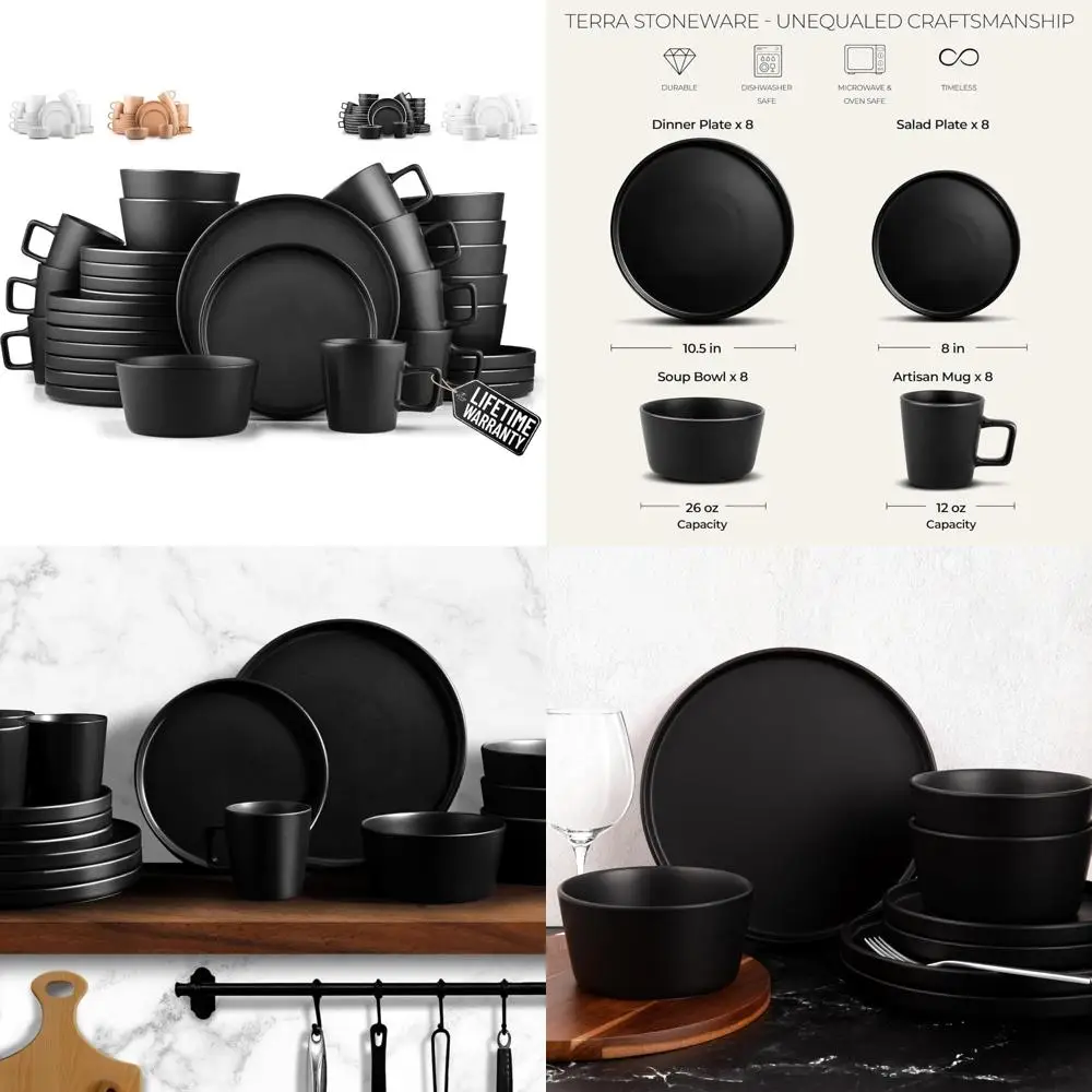 

Набор столовой посуды Terra из 32 предметов ручной работы, керамика, кустарная керамика на 8 лет, выпущенная в 2300 году. ° Ф