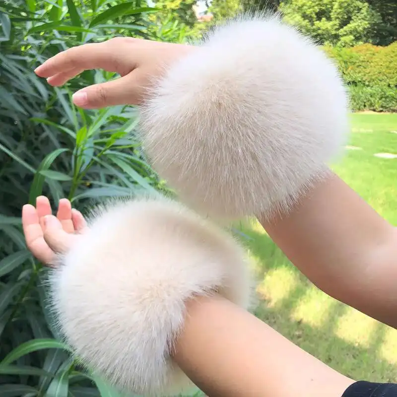 Polsino in pelliccia sintetica Guanti caldi Copri maniche Pelliccia di volpe finta Polso Maniche finte Scaldabraccia Addensare Accessori in pelliccia Cappotto di moda Decora