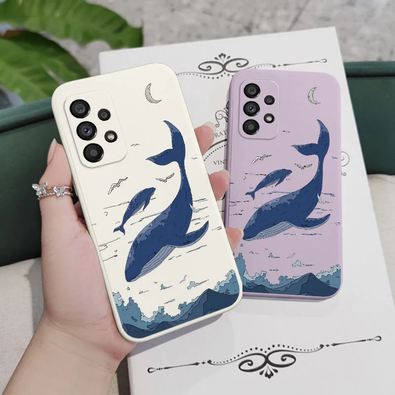 Fantasy Whale Case For Samsung A54 A34 A24 A14 A15 A25 A35 A55 A73 A53 A33 A23 A13 A03 A03S A72 A52 A52S A32 A04 A22 A04S 4G 5G