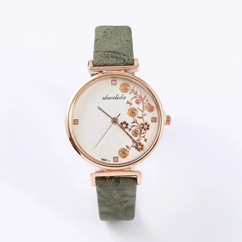 Montres à quartz avec ceinture imprimée pour femme, montre-bracelet Retbones, grand cadran, plusieurs couleurs, design créatif, horloge féminine, mode