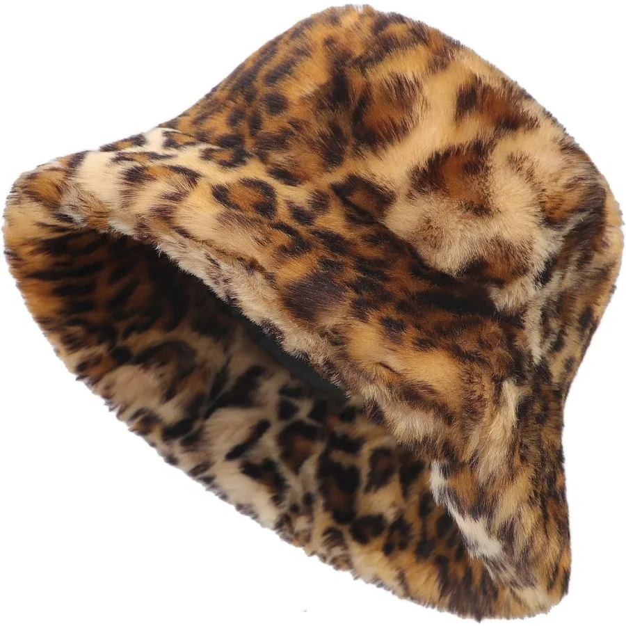 

Fluffy Faux Fur Bucket Hat for Men Women Vintage 1920'S Cloche Hats Bowler Hat Winter Warm Driving Cycling Fisherman Cap