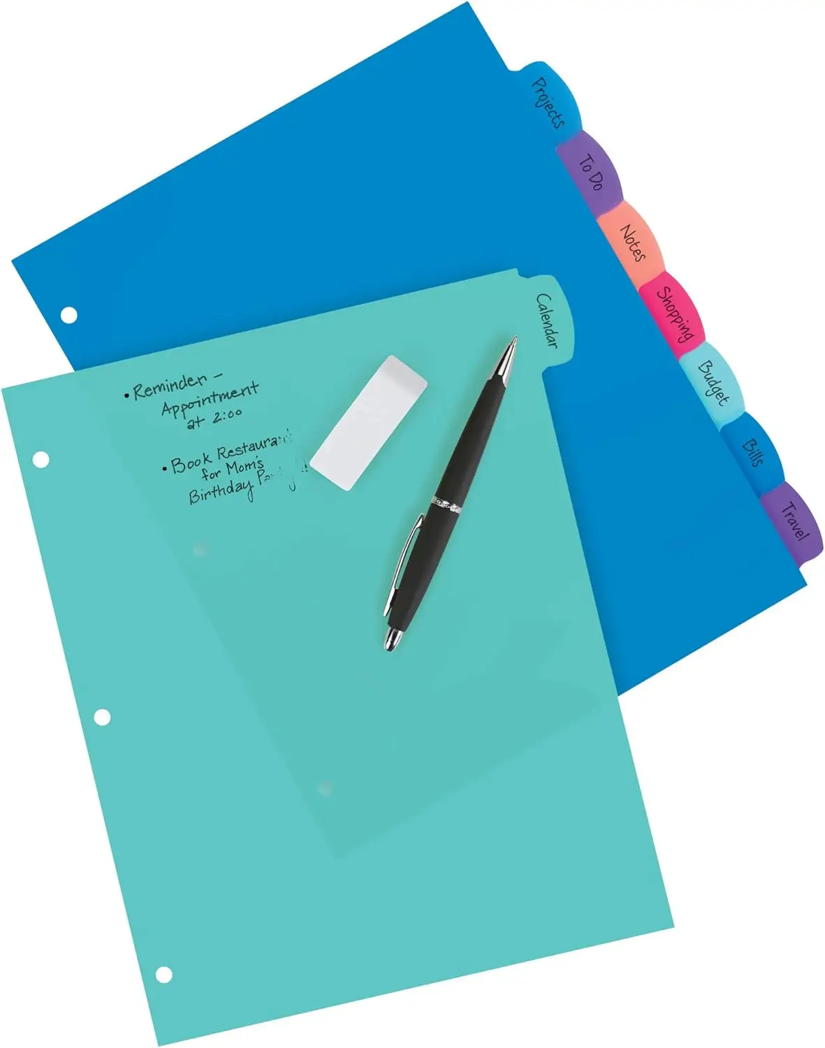 Durable Plastic 8-Tab Write & Erase Big Tab Dividers for 3 Ring Binders, Pastel Brights (16271)