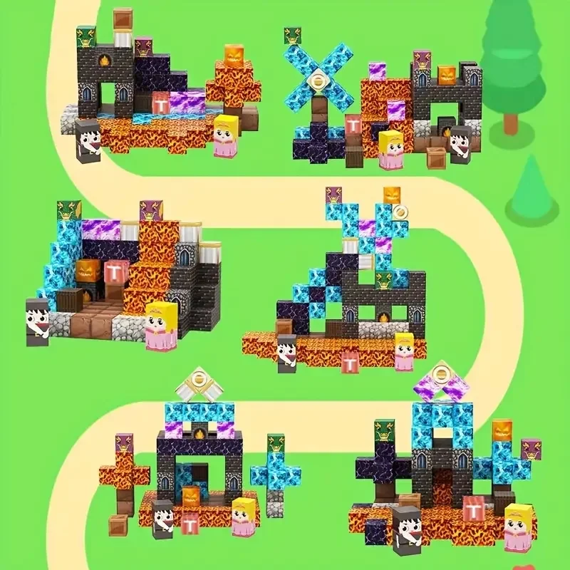 Bloc magnétique monde minier Cube magnétique ensemble jouet sensoriel éducatif pour enfants garçons et filles âgés de 3 ans + bricolage