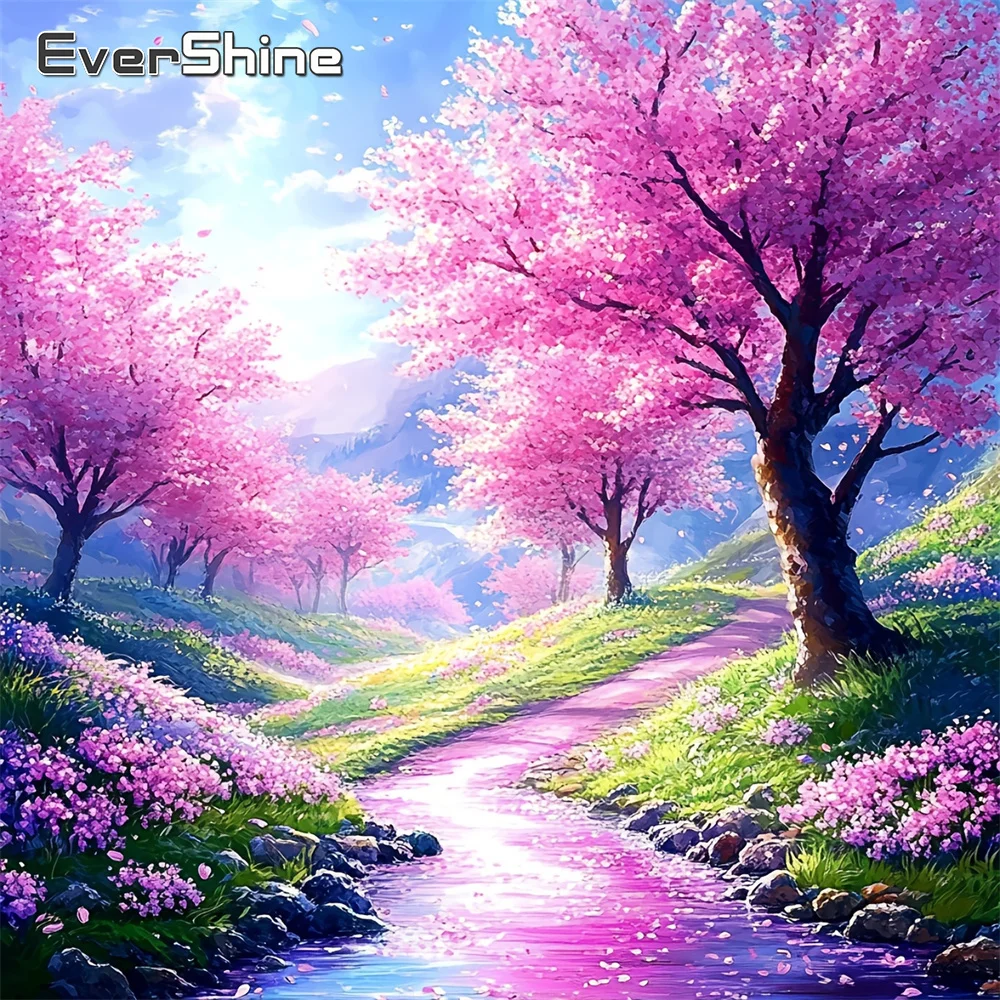 EverShine Diamond Painting Cherry Blossom Rhinestones Pictur