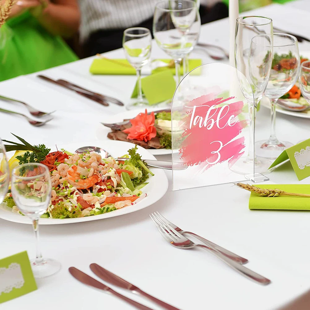 

5Sets Acrylic Place Cards Numbers Reusable Blank Table Signs for Wedding Party Banquet Seating Decorations Acrylic Place Cards