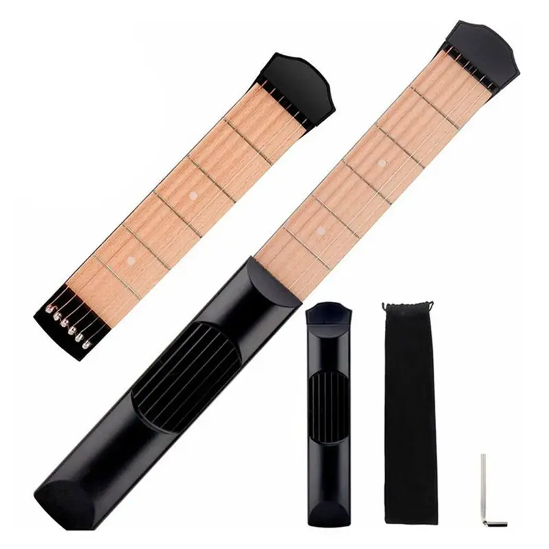 NALFI-Pocket Guitar Practice Neck, 6 Fret Portable Guitar Chord Practice Tool For Beginner Easy Install Easy To Use