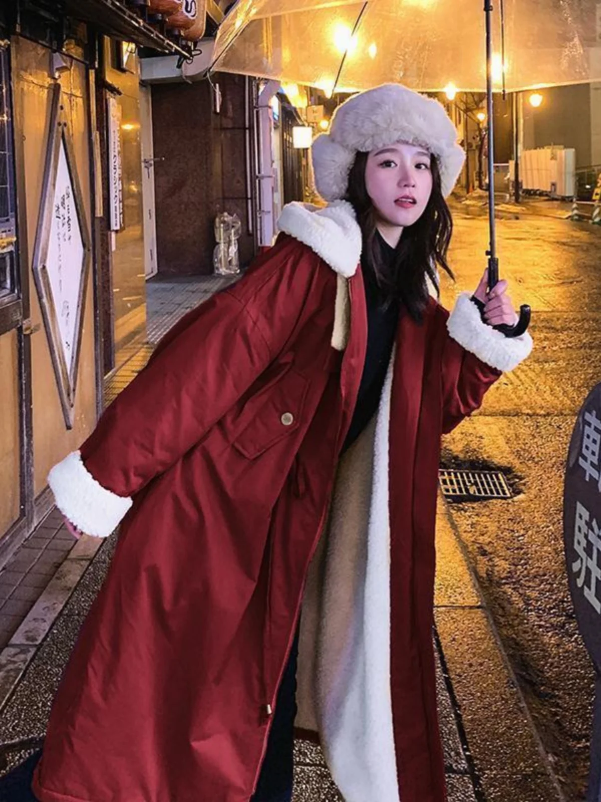 

Женская хлопковая куртка средней длины на подкладке из меха ягненка в Корейском стиле, парка средней длины, рабочая одежда, верхняя одежда Thiened Long Sve на молнии C...