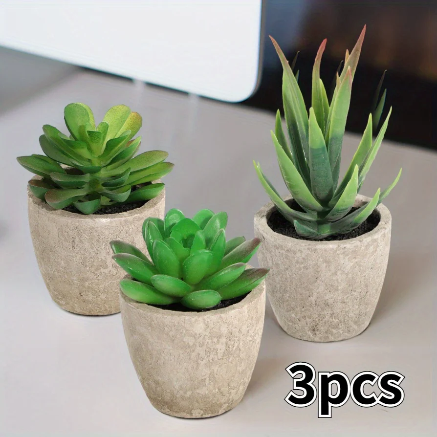 XIYA FLOWER 3pcs/6pcs Artificial Succulent Mini Potted Plants Wholesale PE Material Artificial Plants Home Decor