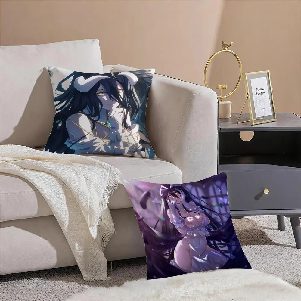 Anime O-OVERLORD Albedo Cushion Cover Silky Short Plush Invisible Zipper Dustproof Sofa Pillow Case for Home Decor