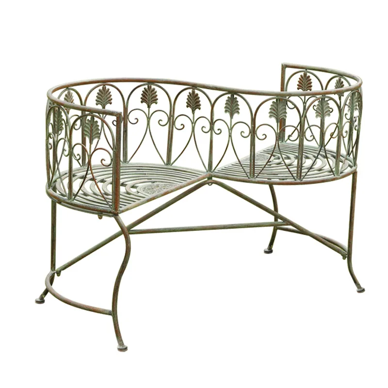 

Outdoor back double chair courtyard wrought iron park villa balcony terrace decoration leisure bench chair
