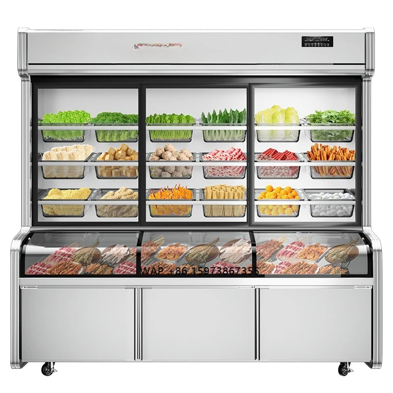 Commercial refrigerator 3 temperature ordering cabinet food display cabinet barbecue hot pot vegetable refrigerator