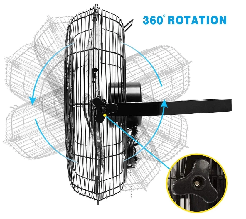 Ventilador montado na parede industrial de alta velocidade, comercial, residencial e uso da loja, 4012CFM, 3 velocidades, 18"