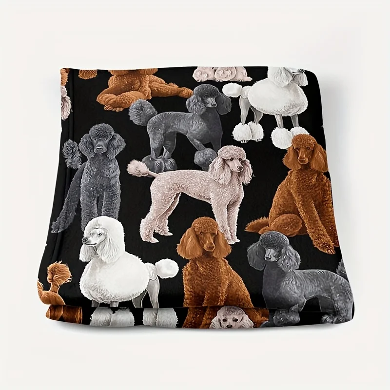Poodle Dog Fleece Blanket Multi-color Puppy Print Throw Soft Warm All Season Bedding Home Decor Gift for Dog Lovers