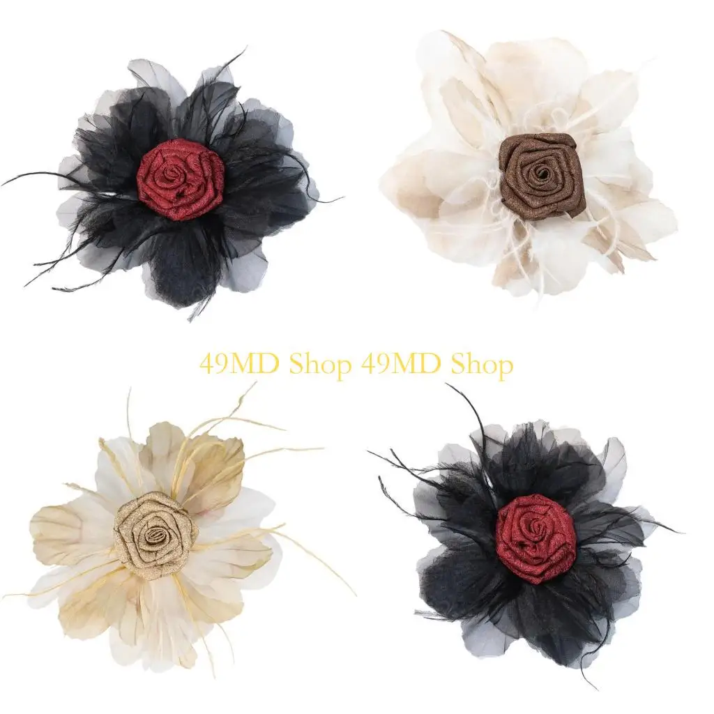 

49MD Delicate Organza Flower Sew Brooch Trimmings Applique Wedding Gown DIY