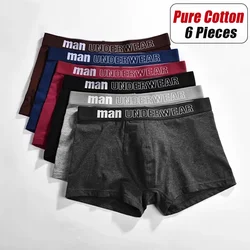 6Pieces/High Quality Men's Underwear Sexy Boxer Shorts Business Solid Color Soft Combed Cotton Breathable Men's Underwear M-3XL