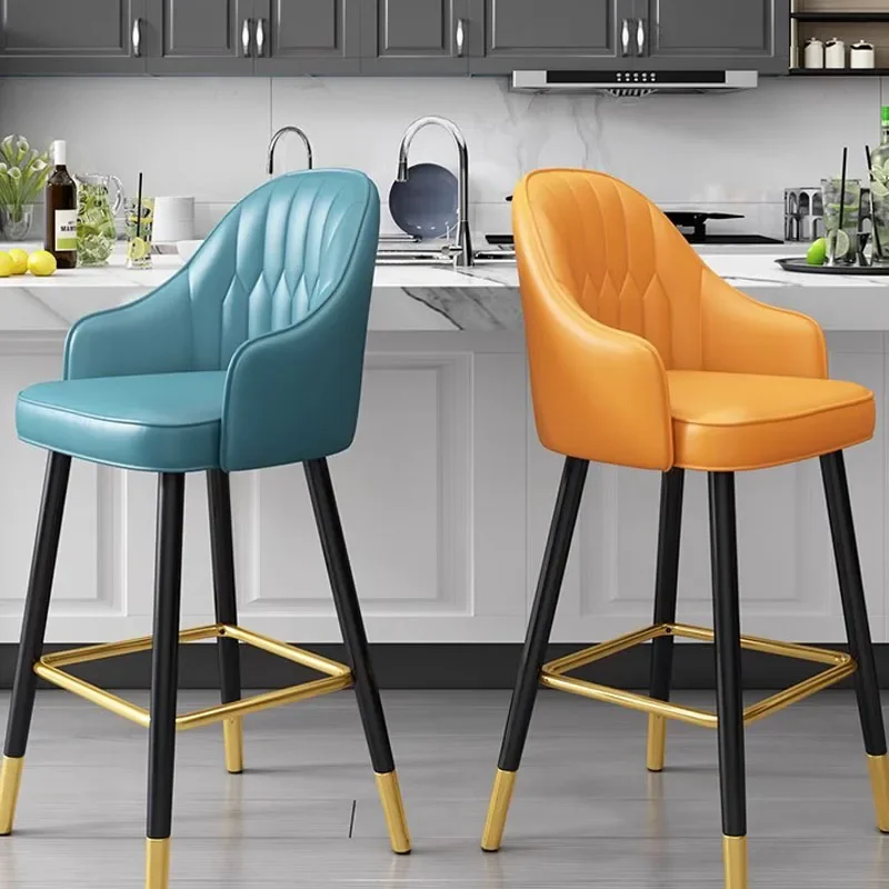 

Chair Kitchen Bar Stool Metal Luxury Design Leather Modern Bar Stools Living Room High Quality Style Taburete Home Furniture