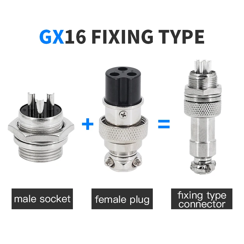 5pcs GX12 GX16 Electrical Cable Connectors 2/3/4/5pin Aviation Plug Socket Fixed Fixing Type Electric Wire Connector Female&male