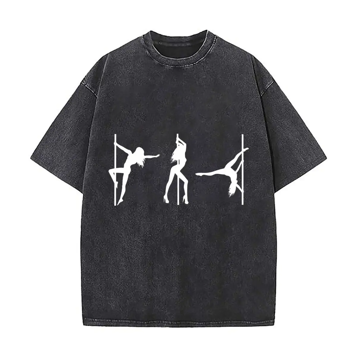 Pole Dance Dancer Silhouette Set Vintage Distressed Loose Streetwear Tops