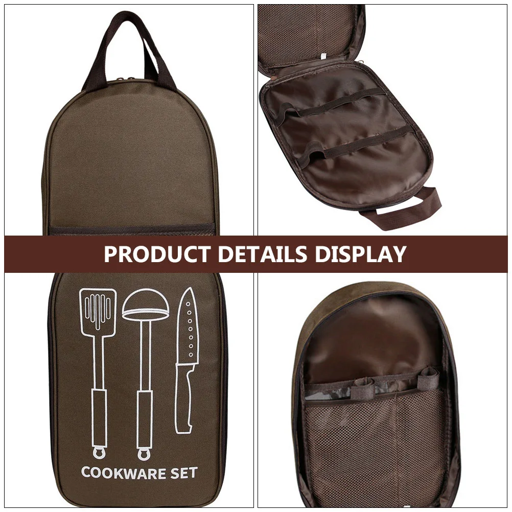 

Knife Storage Bag 600D Oxford Cloth Kitchenware Bag BBQ Camping Hiking Travel Picnic Cookware Container Pouch Outdoor