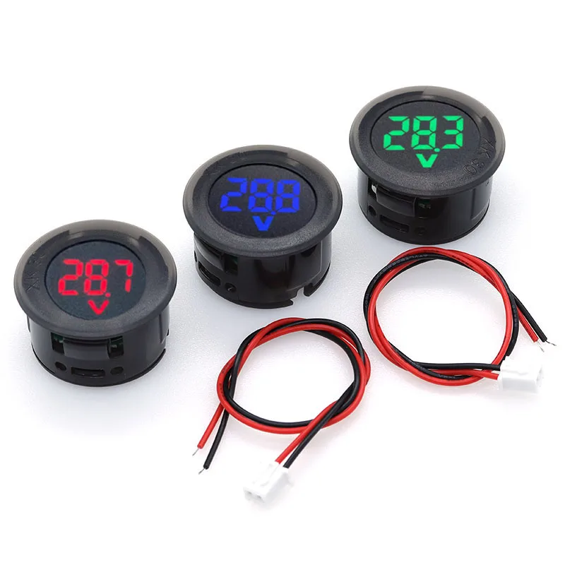 DC 4-100V LED Digital Display Circular Two-wire Voltmeter DC Digital Voltmeter Head Display Reverse Connection Protection