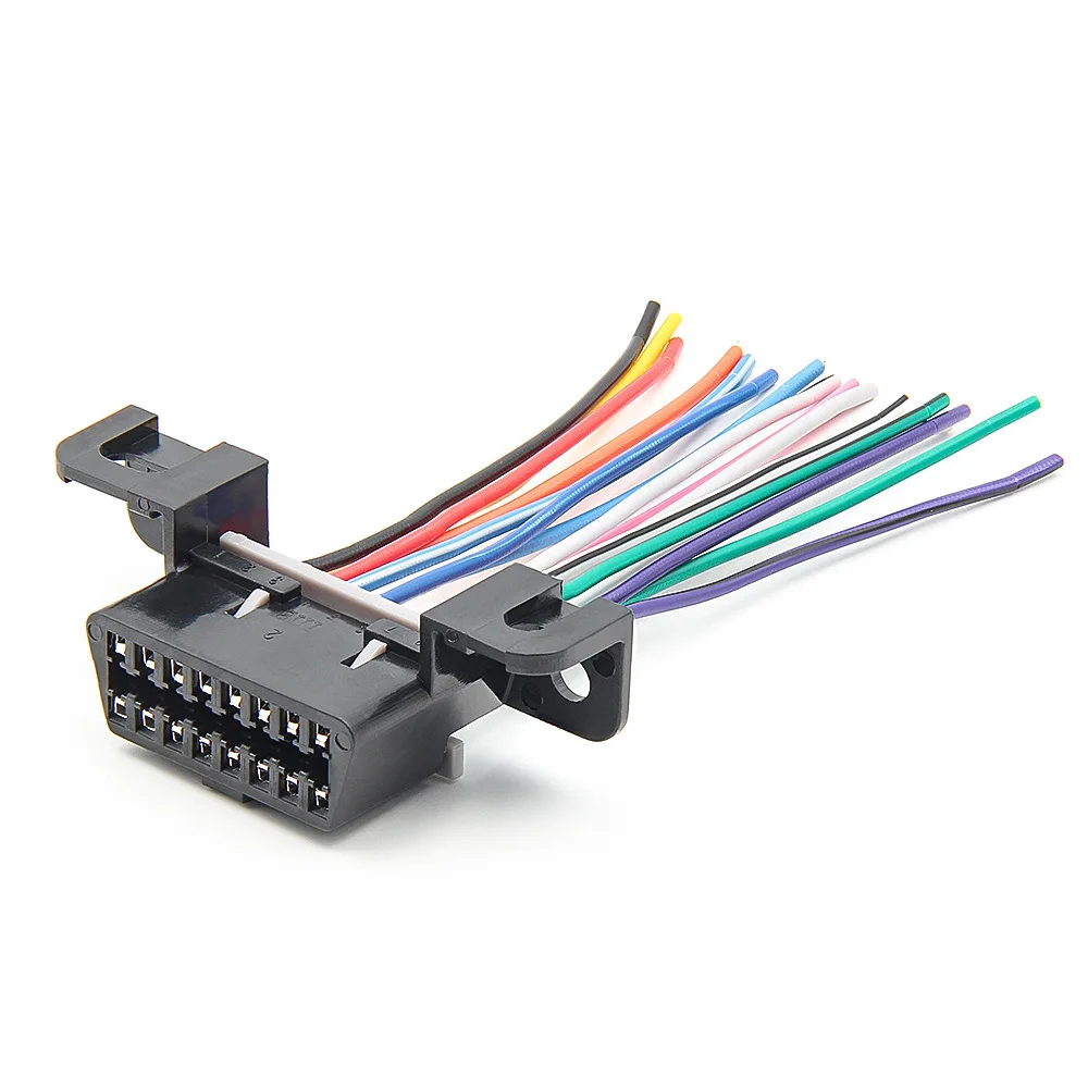 New 10cm OBD2 Cable Fixed Terminal Female Head 16pin Full Needle Colored Wire J1962F Female Assemble Open Obd Harness Connector