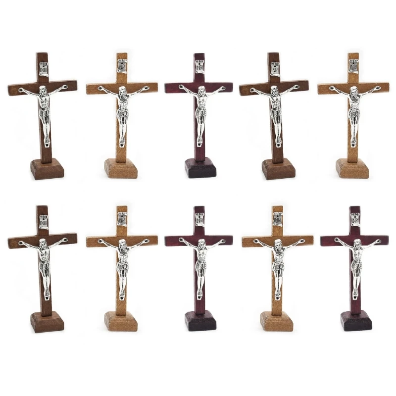 10 pezzi da tavolo in legno croce ornamento religioso cristiano in piedi crocifisso croce DropShipping