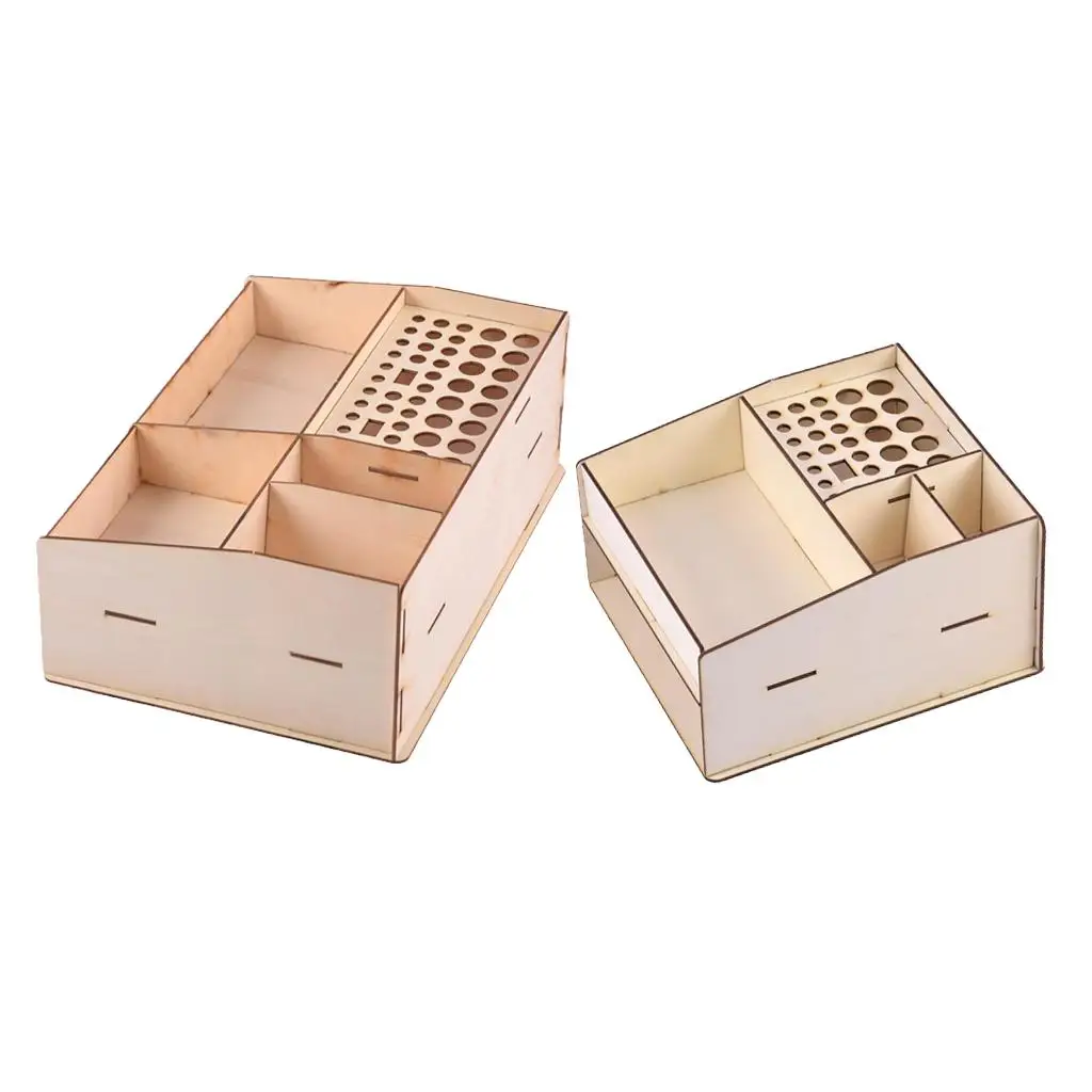 2x Wooden Painting Ink Bottles Rack Pigment Brush Tools Box Storage Shelf Holder