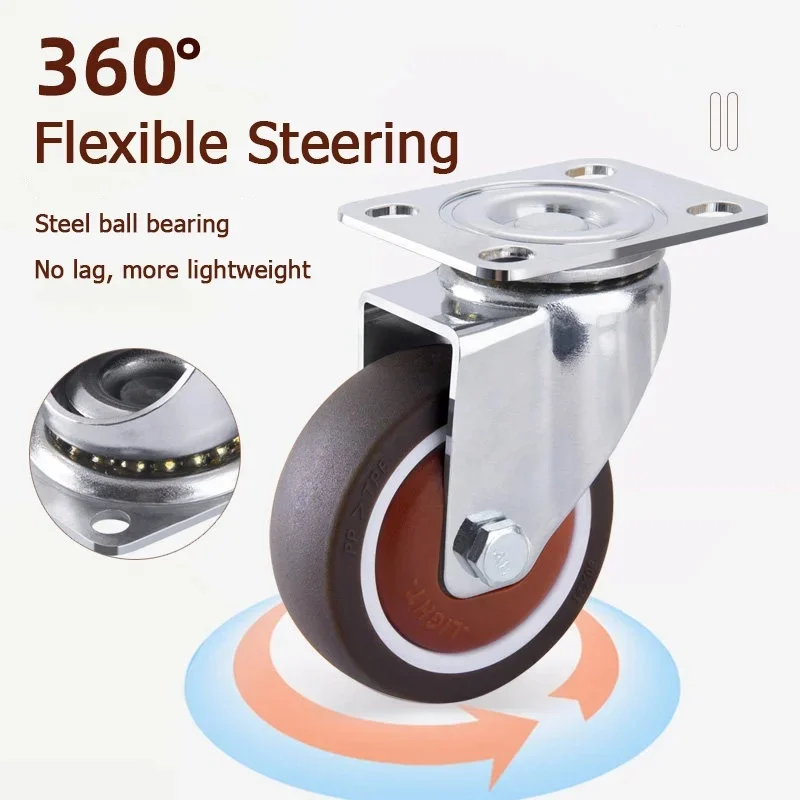 1/1.25/1.5/2/2.5/3-inch Silent Swivel Casters Mini Small Wheels Rubber Feet Wheels for Flatbed Trolleys Furniture Casters