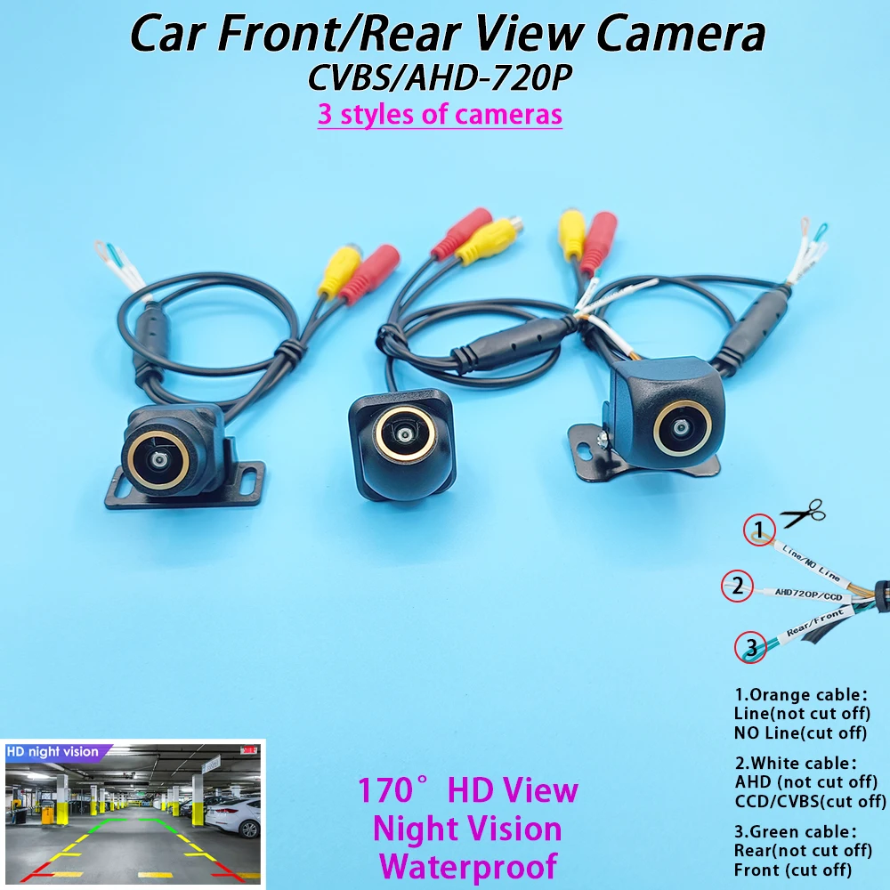 

Car rear view camera AHD720P/CVBS reversing parking assistant 170° HD View night vision IP68 waterproof Golden fisheye lens 12V