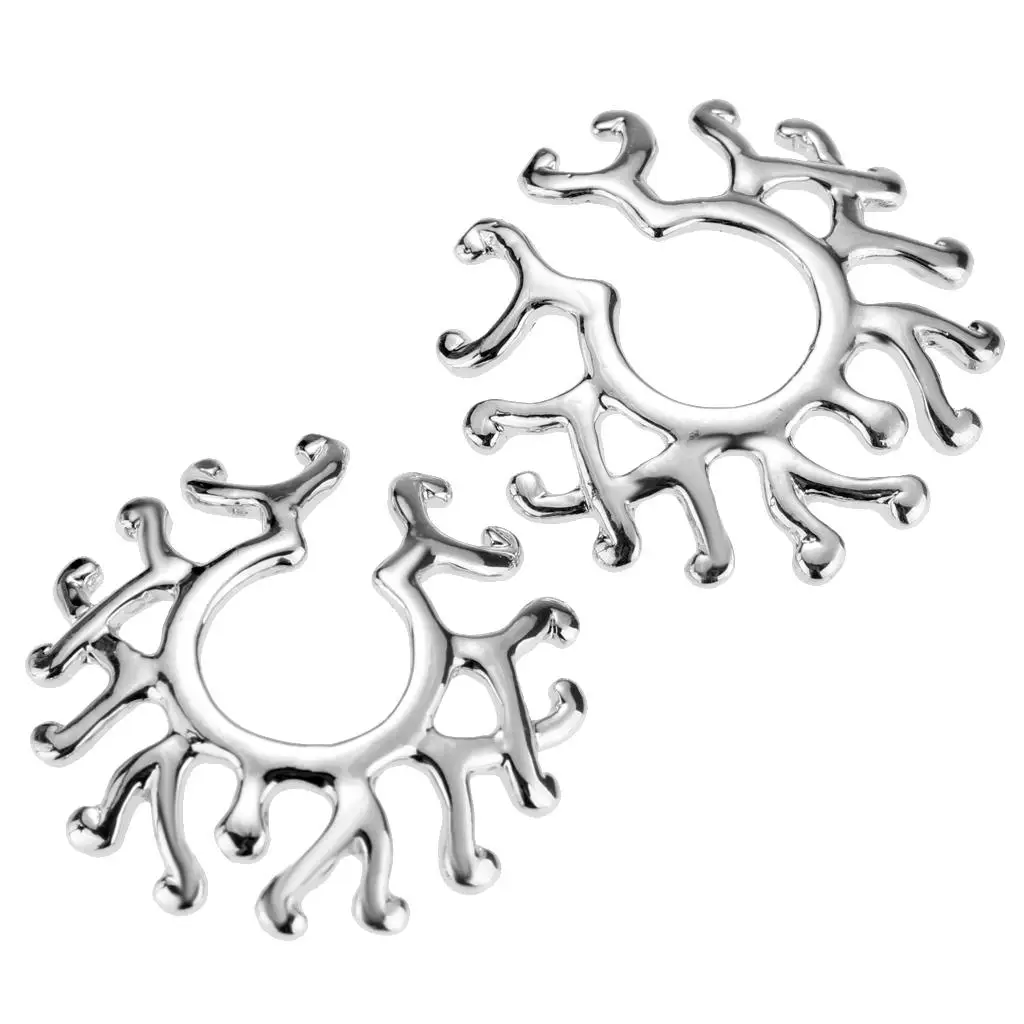 3-6pack 1 Pair Stainless Steel Adjustable Clip On NippleRing Flower Mamilo Ring